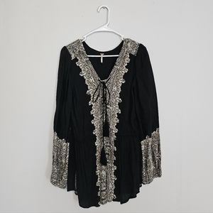 Free People Black Peasant Top